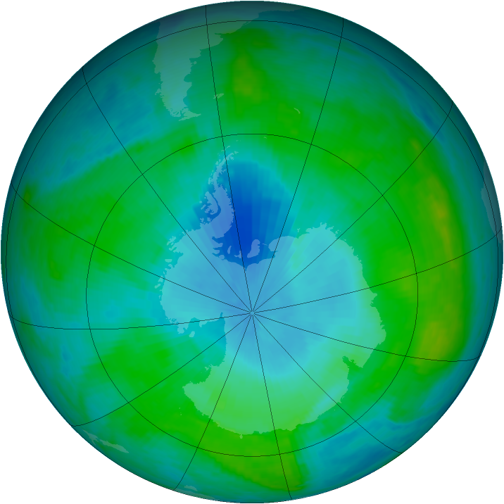 Antarctic ozone map for 04 February 1988